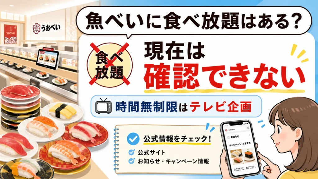 魚べいに食べ放題はある？「時間無制限」の真相・料金・予約を公式確認