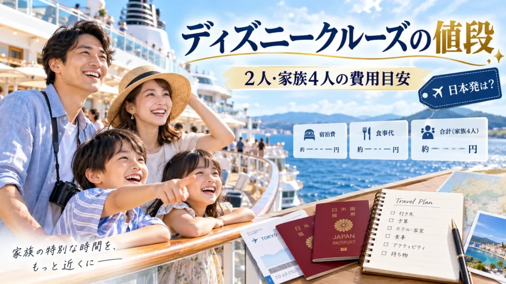 ディズニークルーズの値段はいくら?日本発・2人・家族4人の費用を公式情報で確認