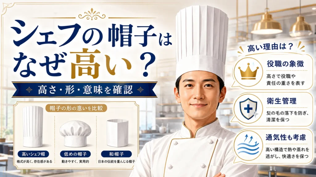 シェフの帽子はなぜ高い？高さ・形・意味・役職との関係を確認