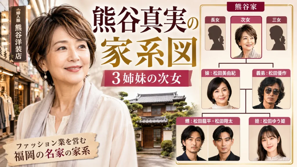 熊谷真実の家系図｜松田美由紀・松田優作・甥姪3人と父母を確認