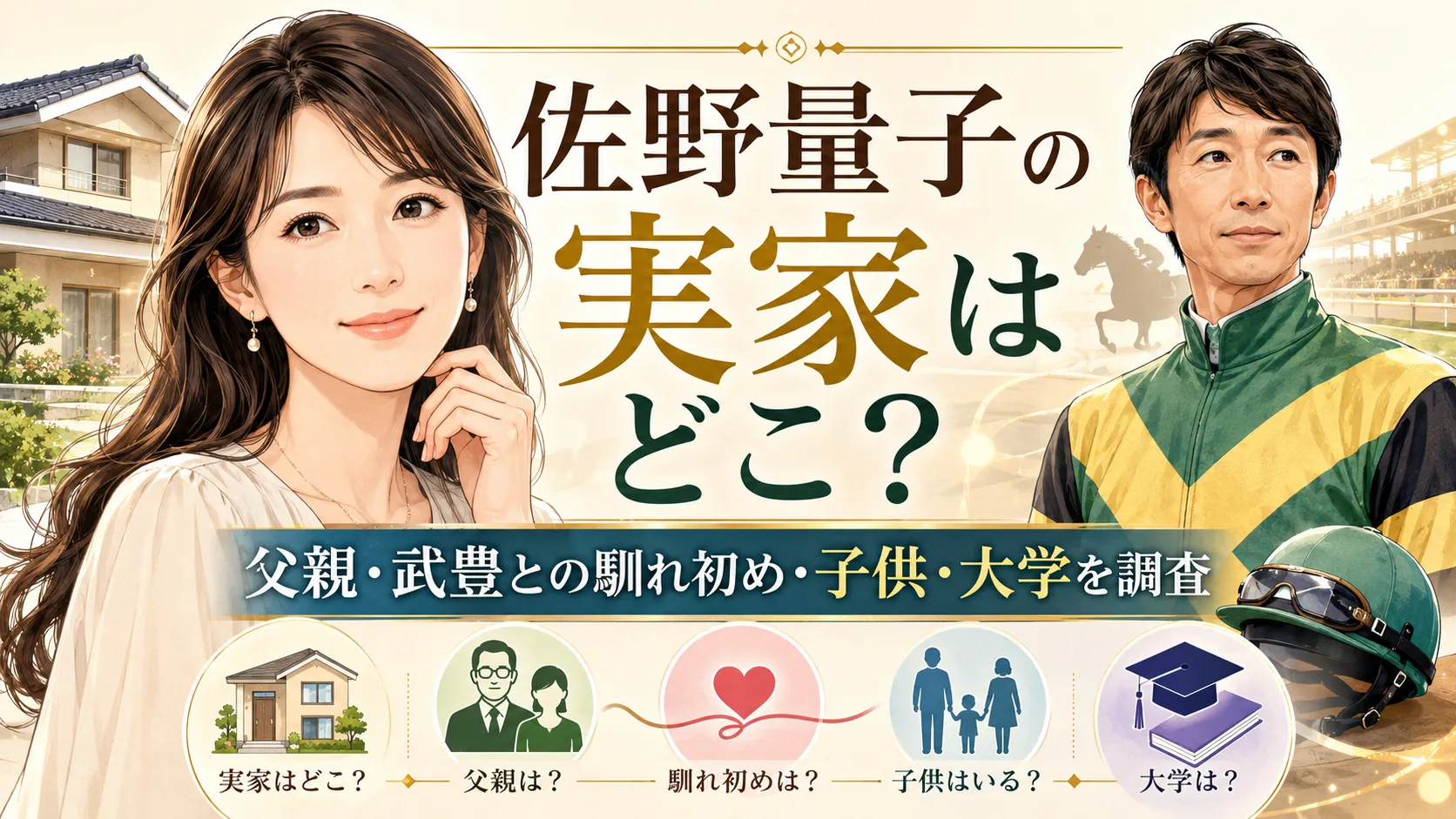 佐野量子の実家はどこ？父親・武豊との馴れ初め・子供や大学を調査