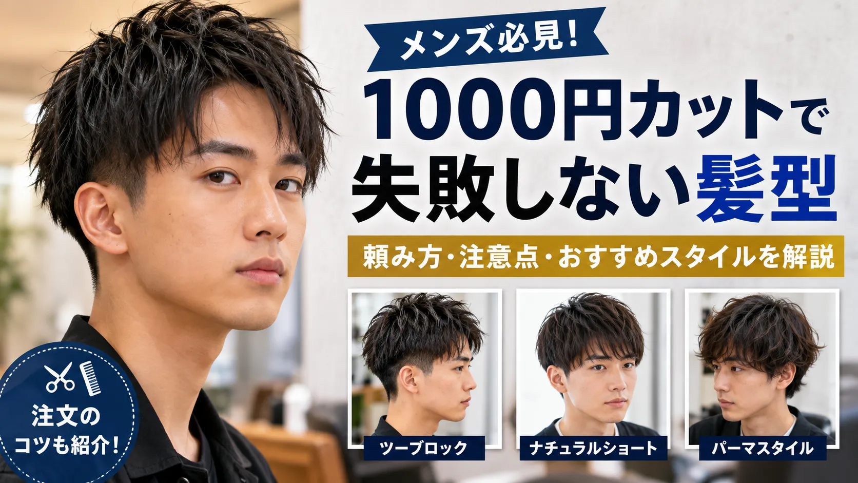 1000円カットのメンズ髪型おすすめ4選｜写真を見せる頼み方と注文例