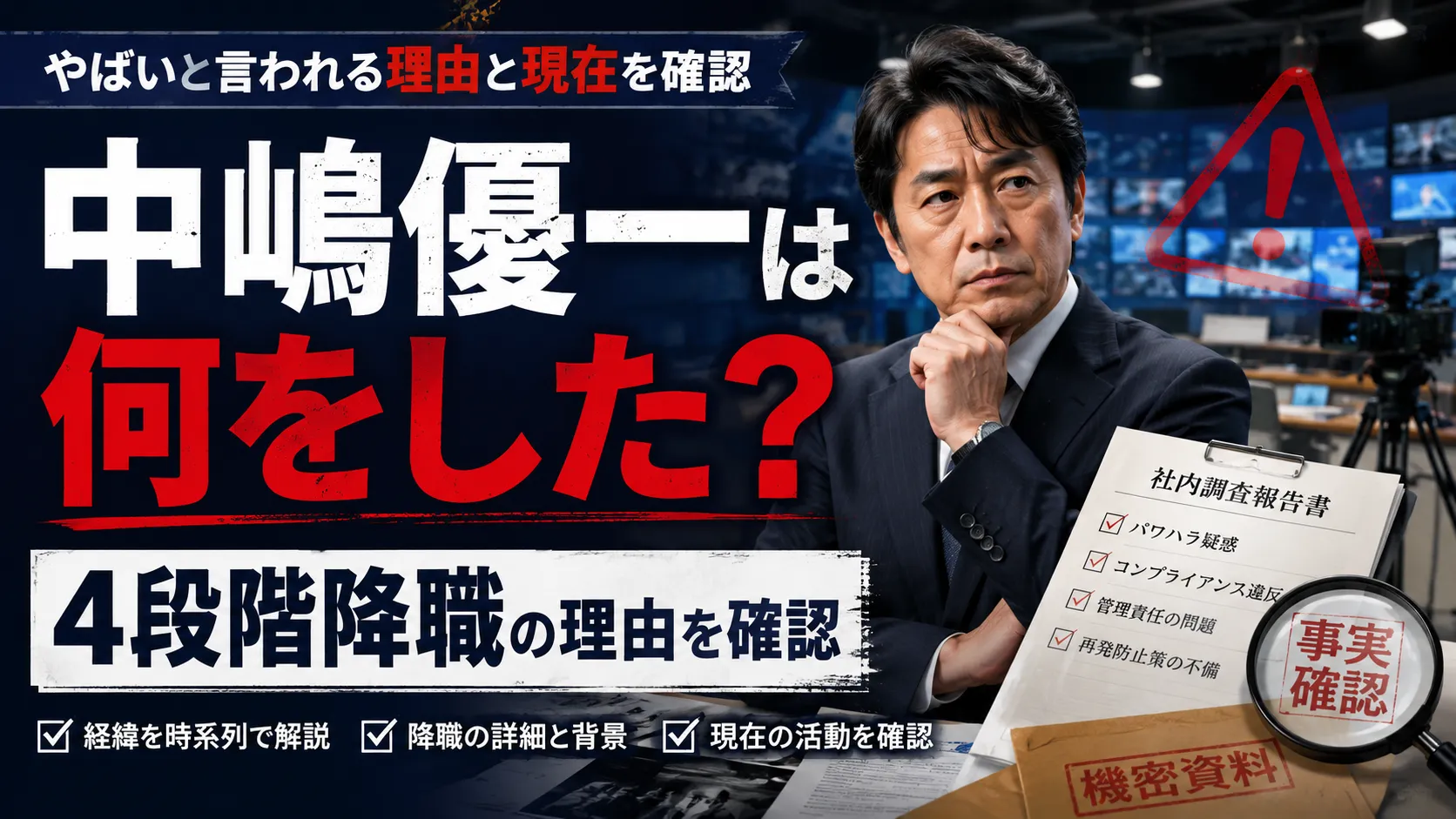 中嶋優一は何をした？「B氏」4段階降職・やばいと言われる理由と現在を確認