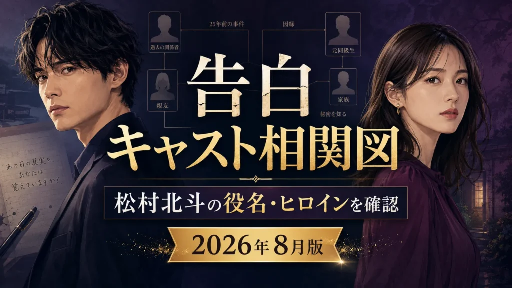 『告白－25年目の秘密－』キャスト・相関図｜松村北斗の役名・ヒロイン岡崎紗絵を確認