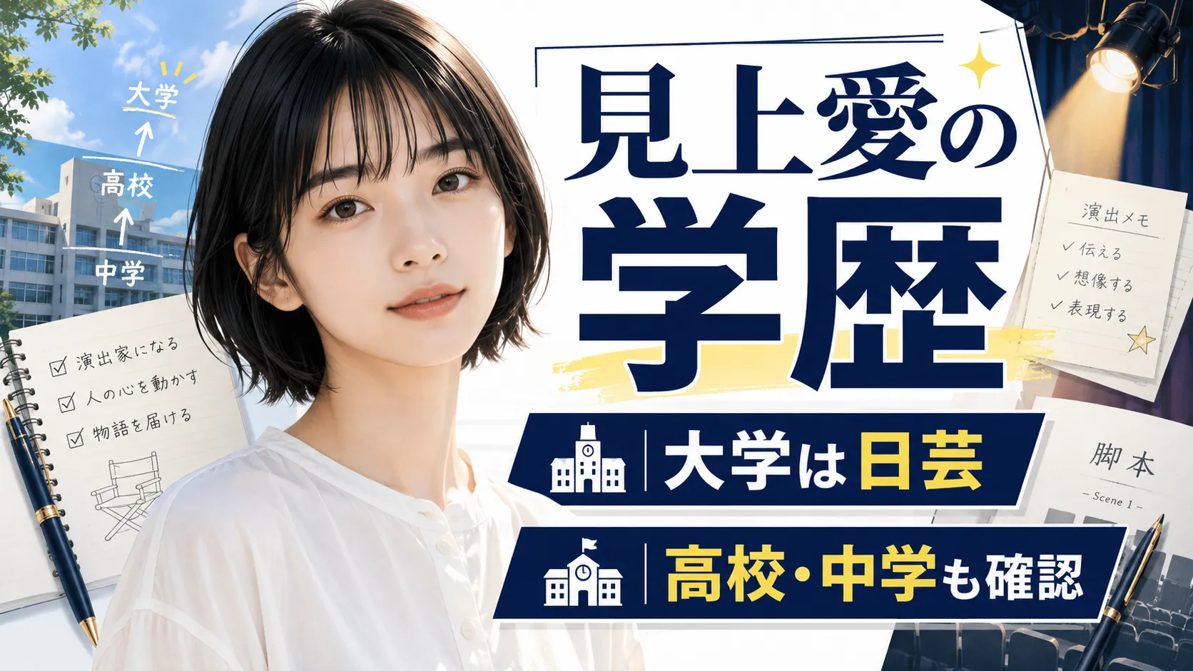 見上愛の学歴｜大学は日芸・高校は桐朋女子？中学から演出家志望の学生時代を確認