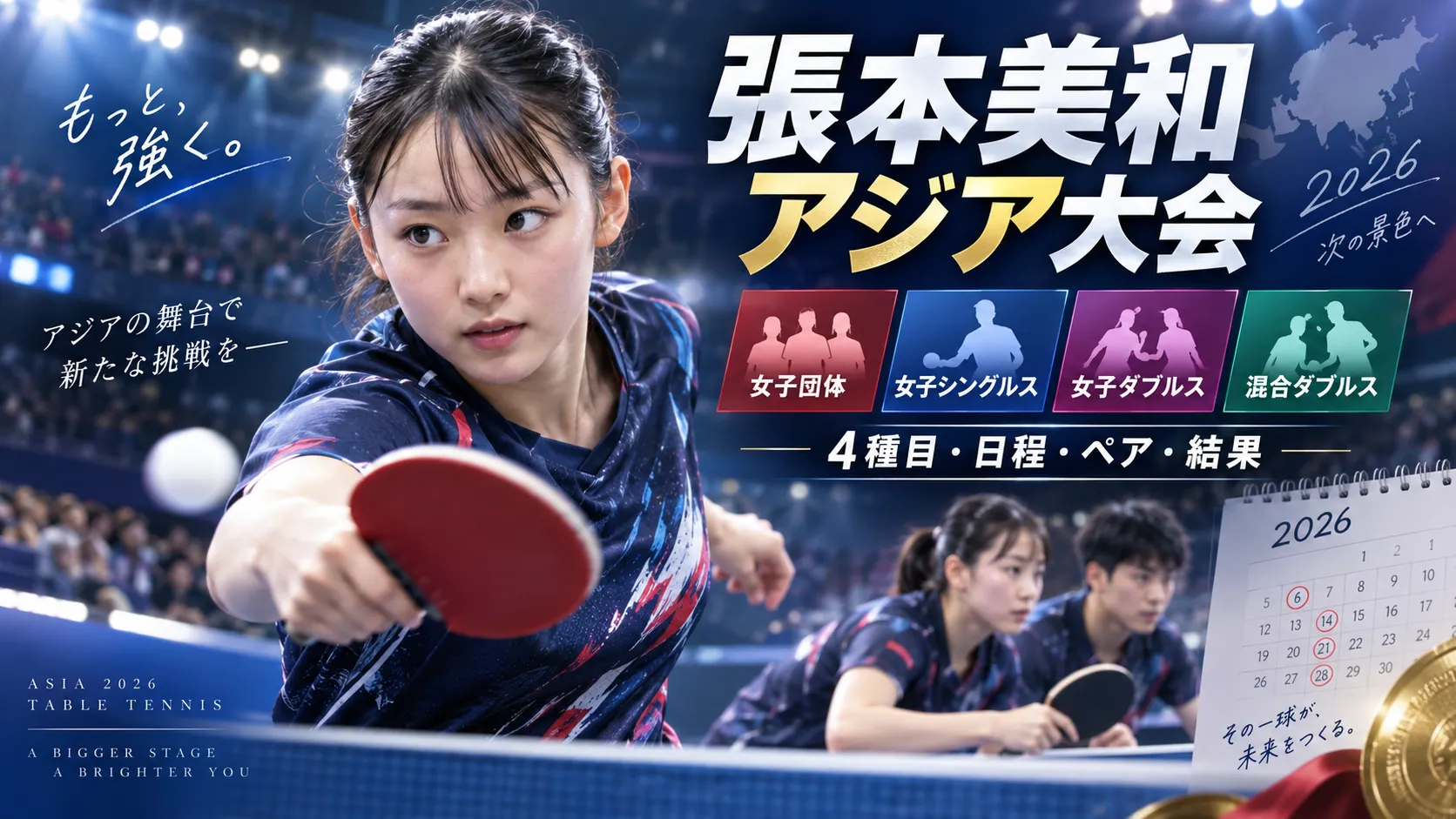 張本美和のアジア大会はいつ？出場種目・日程・ペア・結果を確認