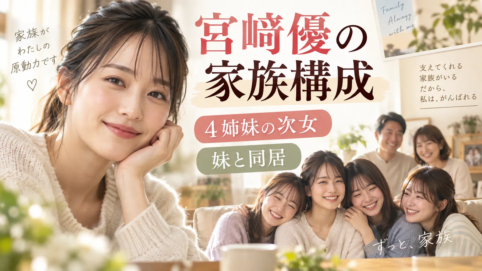 宮﨑優の家族構成は？4姉妹の次女・父親・母親と妹との同居を確認